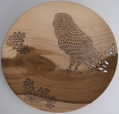 Owl And Oak Leaves Platter